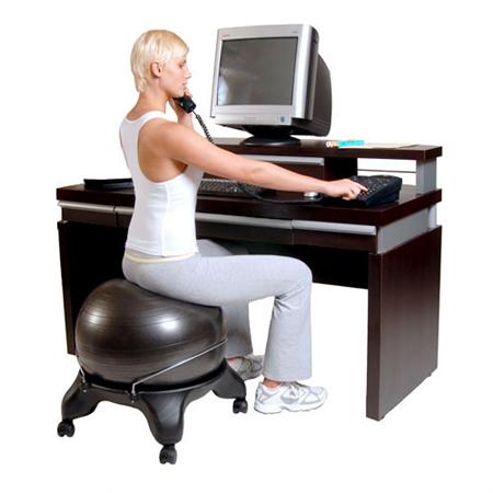 woman sitting on ball chair 05